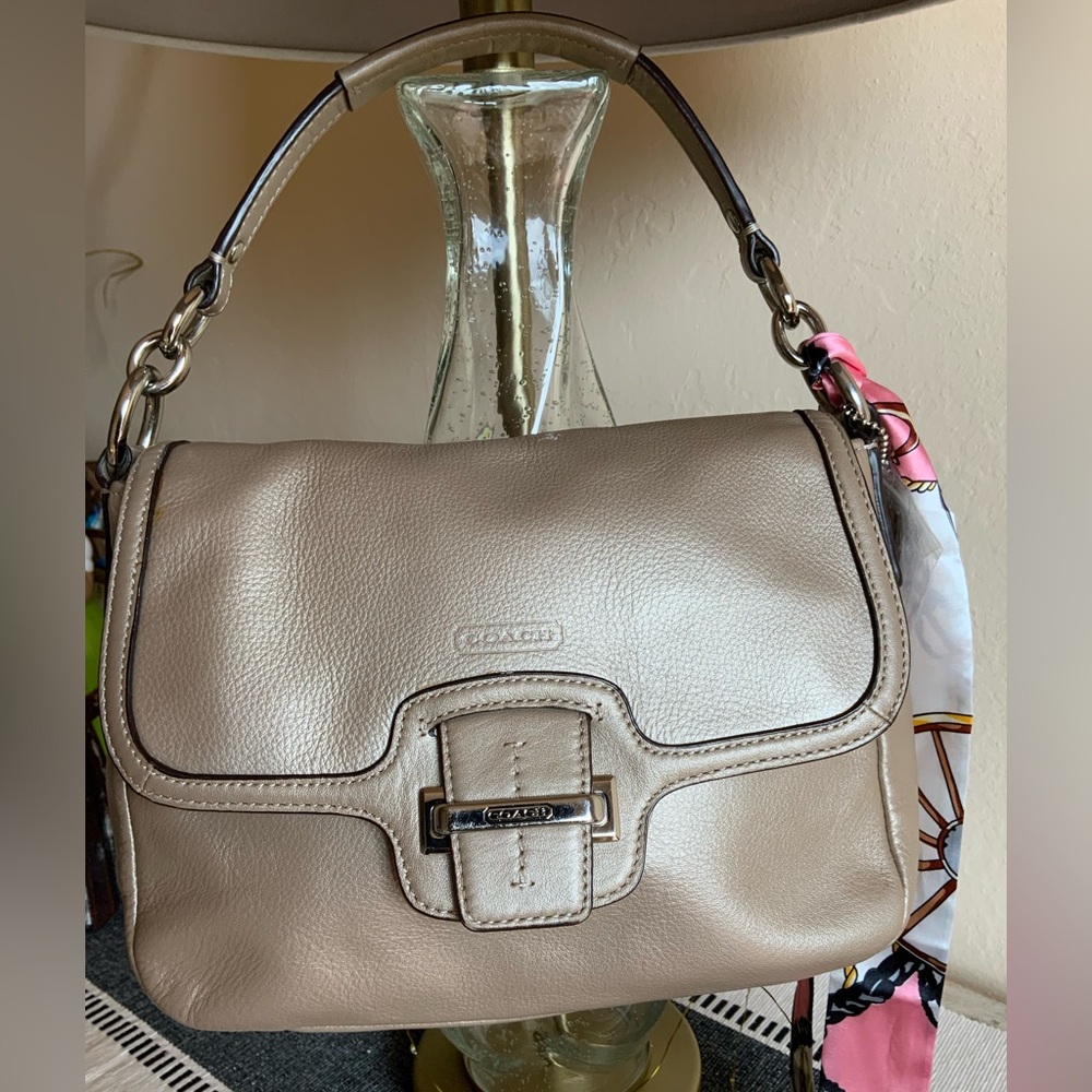 COACH TAYLOR LEATHER FLAP CROSSBODY (COACH F25206)
SILVER/CHAMPAGNE -PRELOVED
